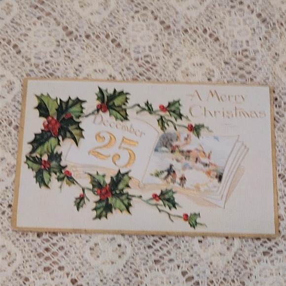 Vintage Christmas Post Cards‎ from 1900s Junk Journal Scrapbook Holiday Lot of 5 - Picture 3 of 7